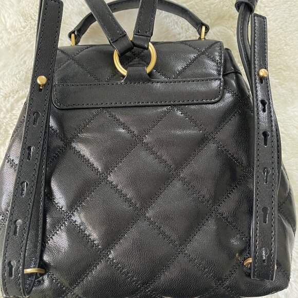 NWOT Tory Burch Willa Leather Quilted Backpack Black Gold